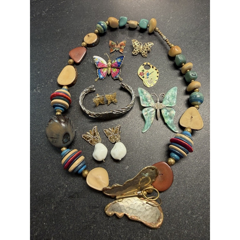 Dolly Parton Inspired Butterfly Jewelry Lot Necklace Earrings Brooches Bracelet
